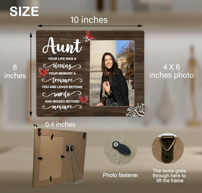 Aunt Memorial Wooden Picture Frame, In Loving Memory Remembrance Photo Frame Gifts for Aunt, Bereavement Sympathy Wooden Frame for Loss of Aunt, 4x6 inch Photo - style: Aunt Memorial
