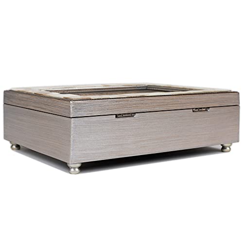 Cottage Garden In Memory Mother of Pearl Grey Wood Music Box Plays Wind Beneath My Wings