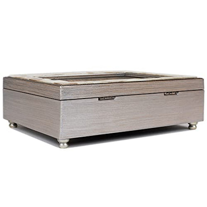 Cottage Garden In Memory Mother of Pearl Grey Wood Music Box Plays Wind Beneath My Wings