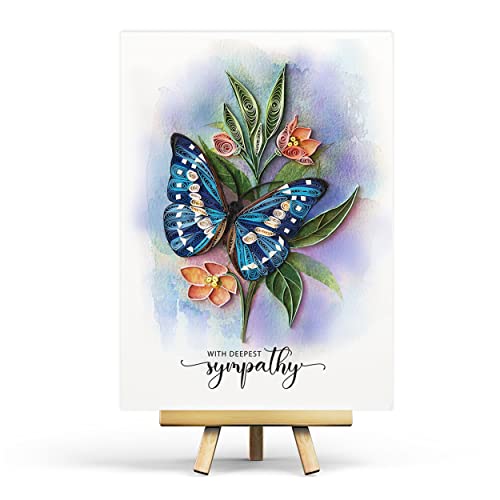 Butterfly Sympathy Card, Animal Pattern, 5in x 7in, Blank Inside, Envelope Included - color: Butterfly Sympathy