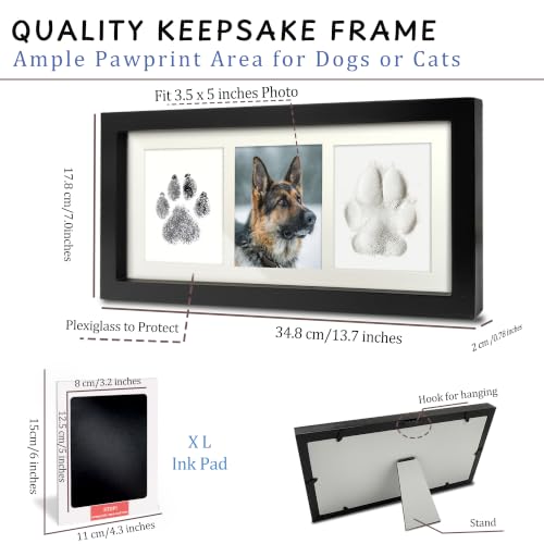 MYPAWLETS Dog Cat Paw Print Kit,Ink&Clay Pawprints Keepsake Frame (Black) - color: Black