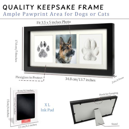MYPAWLETS Dog Cat Paw Print Kit,Ink&Clay Pawprints Keepsake Frame (Black) - color: Black