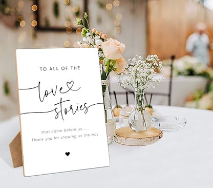 Generations of Love Wedding Table Sign, To All The Love Stories That Came Before Us, Wedding Signs for Reception, 8×11" Wooden Sign With Stand for Bridal Shower, Engagement, Wedding Shower Decorations - style: To All The Love Stories