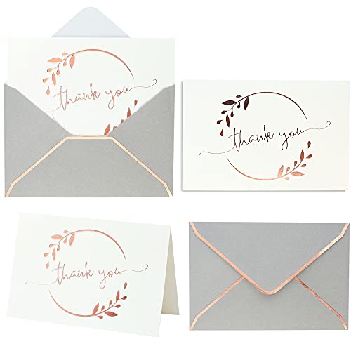 Winoo Design Heavy Duty Thank You Cards with Envelopes - 36 PK - Gold Thank You Notes 4x6 Inches Baby Shower Cards Wedding Small Business Graduation Funeral Bridal Shower (Rose Gold) - style: Rose Gold