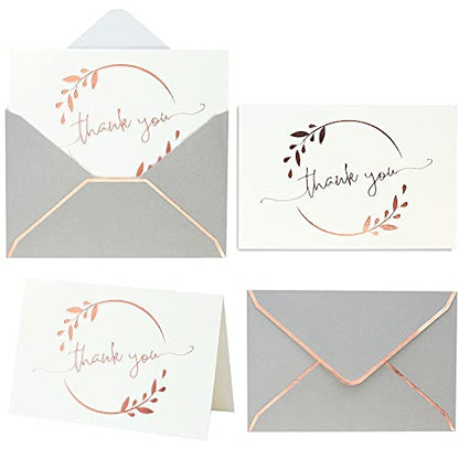 Winoo Design Heavy Duty Thank You Cards with Envelopes - 36 PK - Gold Thank You Notes 4x6 Inches Baby Shower Cards Wedding Small Business Graduation Funeral Bridal Shower (Rose Gold) - style: Rose Gold