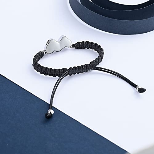 constantlife Double Heart Cremation Bracelet for Ashes for Women Stainless Steel Pendant Urn Memorial Jewelry Loved Ones Human Pet Funeral Keepsake Gift - color: Customize