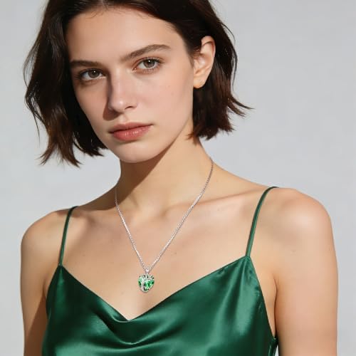 Eusense Tree of Life Necklace for Women Men Sterling Silver 925 Tree Urn Locket Cremation Jewelry Family Tree Pendant Gifts for Her Him Mom Dad Grandma Daughter - style: E-G-Tree of Life Necklace 05-Emerald