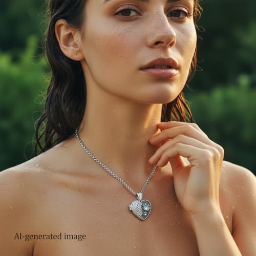 925 Sterling Silver Pictures Locket Necklace for Women Men - color: Black plated 10