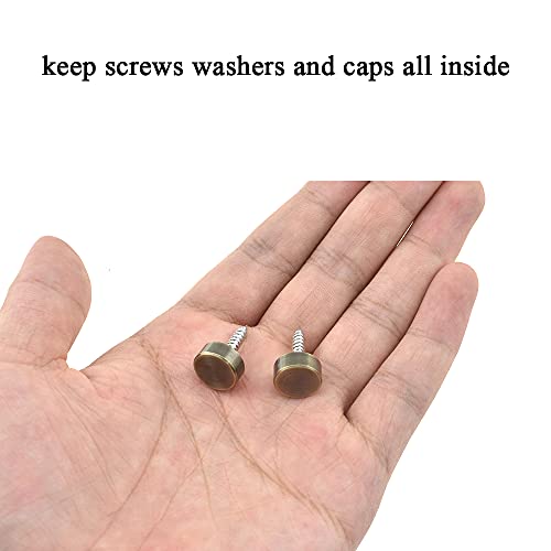 Hahiyo 12mm Diameter Mirror Screws Brushed Copper Material Solid Easy Install Brass Washer Decorative Caps Fasteners Nails Bronze 20 Pairs for Bathroom Mirrors Panels Kitchen Ceiling Arts Crafts - size: 12mm-20sets-Bronze