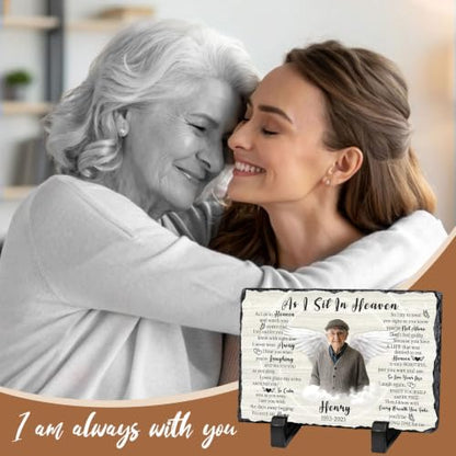 Personalized Memorial Picture Frame, Gifts for Loss of Loved One | Custom Photo & Name Sympathy Stone Frame, Customized Bereavement Condolence Gifts for Loss of Dad Mom Husband Wife Son - color: Style 4