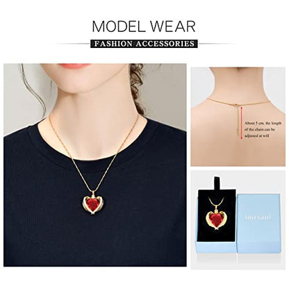 Imrsanl Cremation Jewelry Angel Wing Heart Urn Necklaces for Women - color: Red