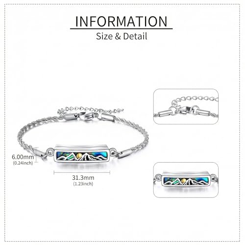 ONEFINITY Urn Bracelet for Ashes Abalone Shell Tree of Life/Hummingbird/Mountain/Butterfly/Dragonfly/Opal Bracelet Cremation Jewelry Gifts for Women - color: Mountain