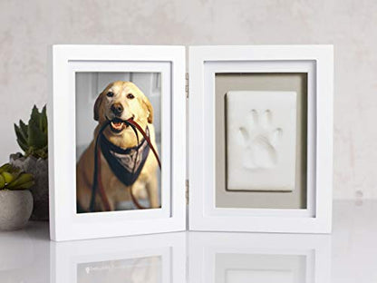 Pearhead Pet Paw Print Memorial Frame with Clay Imprint Kit, White - color: White Pawprint Desk Frame