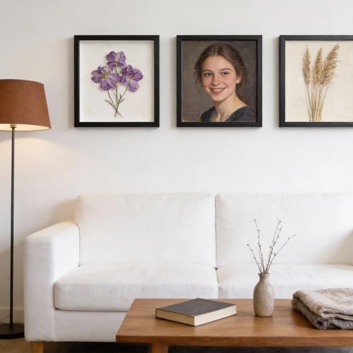 4 Pack Shadow Box Frames, 8 x 8 Inches Square Artificial Board Shadow Boxes Display Case, Black 3D Picture Frames for Photos, Dried Flowers, Wall Mounted Handicraft Photo Frame - color: Black, size: 8X8