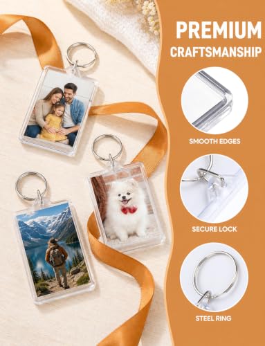 15Pcs Acrylic Photo Keychain Blanks, 2x3in Picture Insert Keychains Holder | For DIY Photo Gift, Clear Keychains