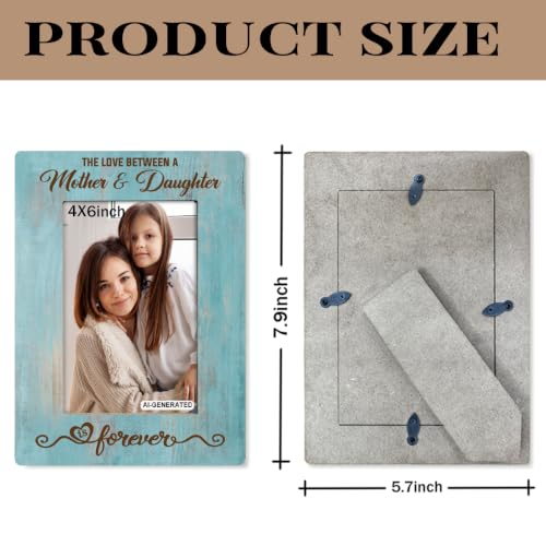 Mother Daughter Photo Frame Gift, Beautiful Mom Birthday Gifts, Christmas Gifts, The Love Between A Mother & Daughter is Forever Photo Frames, Farmhouse Wooden Picture Frame Gift B1 - color: BlueA