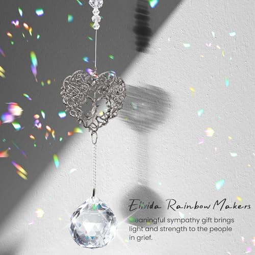 Sympathy Gift for Loss of Loved One, Memorial Suncathcer Bereavement Gift | Miscarriage Gifts for Mothers, Loss of Mom Grief Crystal Ornament with Card, Condolences Funeral Gift, Tree Life Design - style: Heart-shaped Tree