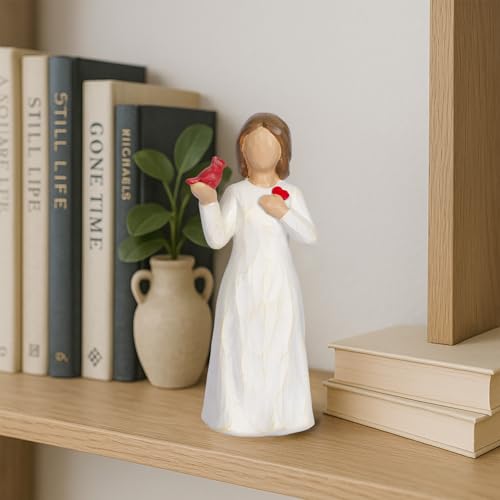 Cardinal Gifts for Women Red Cardinal Decor Girl Figurine Sympathy Gifts for Loss of Loved One Grief Gifts for Women Memorial Gift Resin Home Decor Sculpted Hand-Painted Angel Figurine Gift - style: Style 1