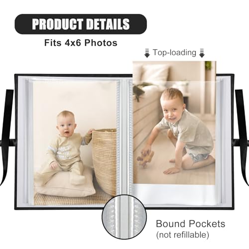 Photo Album 4x6 100 Pockets, Slip-in Picture Albums, Linen Cover Top Loader Vertical Pockets Albums for Baby, Kids Boy Girls, Wedding, Family, Anniversary, Black - color: Black, size: 100 Pockets white Bandage