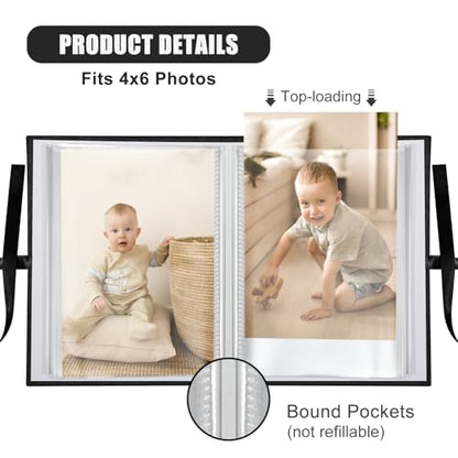 Photo Album 4x6 100 Pockets, Slip-in Picture Albums, Linen Cover Top Loader Vertical Pockets Albums for Baby, Kids Boy Girls, Wedding, Family, Anniversary, Black - color: Black, size: 100 Pockets white Bandage