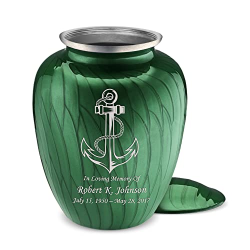 Adult Personalized Anchor Cremation Urns for Human Ashes I Large Pearl Green Funeral Urn for Men and Women I 200 lbs - color: Pearl Green