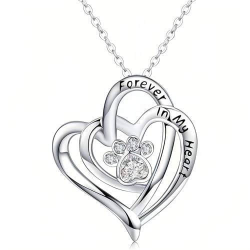 Cynlsum Dog Memorial Gifts Remembrance Necklace: Loss of Dog Sympathy Gift Heart Shape Pet Necklace for Women Pet Lovers Puppy Bereavement Gift Keepsake Passing Away Gifts - size: M