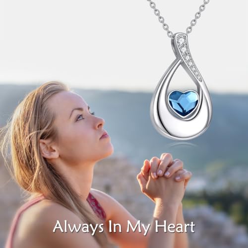 CRMAD Hummingbird/turtle/heart/dragonfly/bee/moon/tree of life Urn Necklace for Ashes Sterling Silver Jewelry for Women Memory Necklace - style: crystal