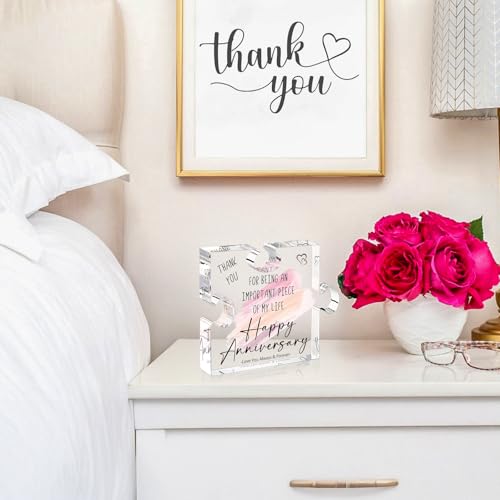 Happy Anniversary Puzzle Piece Gift for Wife Husband - Aniversario Decor