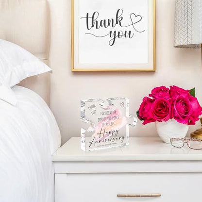 Happy Anniversary Puzzle Piece Gift for Wife Husband - Aniversario Decor