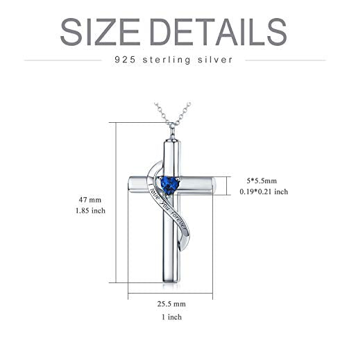 SOULMEET Cremation Jewelry for Ashes, Sterling Silver Urn Necklace for Ashes Women Men, Cherish Memories Cremation Jewelry to Keep Someone Near to You - color: E-White Gold Blue Cross