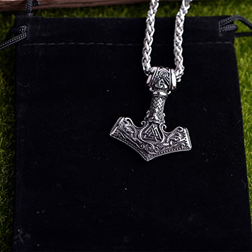 Norse Viking Thor Hammer Necklace Mjolnir Necklace for Men Talisman Jewelry - color: DRTKSA