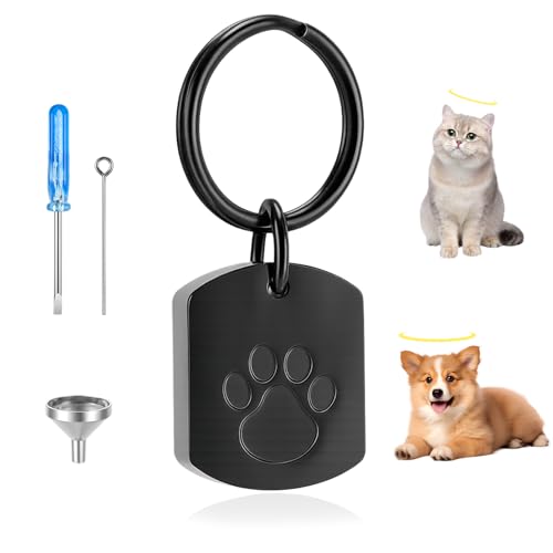 Pet Ashes Keepsake Urn for Dog Ashes – Mini Paw Print Cremation Keychain Memorial Urn, Small Pet Urn for Cat or Dog, Includes Filling Funnel, Pin & Screwdriver for Easy Use
