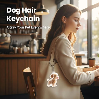 Dog Hair Keychain,Transparent Bottle for Fur,Dog Memorial Gifts for Loss,Pet Fur Keepsake,Dogs Hair Collector Keychain,Red Mouth