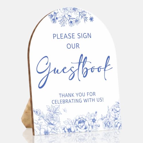 Wedding Signs, Please Sign Our Guestbook Wooden Stand Sign for Reception - color: Guestbook