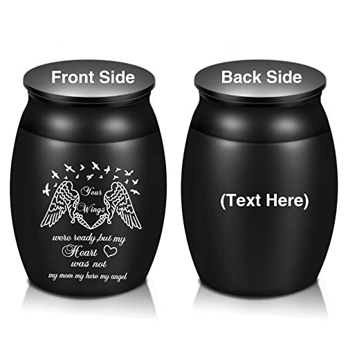 Personalized Custom Engraving Text Small 1.6" High Cremation Urns, Handcrafted Beautiful Keepsake Urn for Funeral, Peaceful Decorative Urns for Human Ashes, Wings Urn to Sharing Memorial Mom - style: Mom Keepsake-Engraving