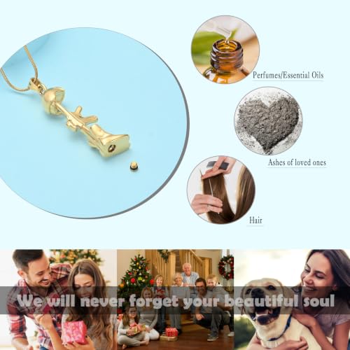 Cremation Jewelry Military Shoes Hats Guns Urn Necklace for Ashes Stainless Steel Military Equipment Pendant Memorial Necklaces Ash Holder for Human Pets Keepsake Jewelry of Loved Ones with Fill Tool - color: Gold