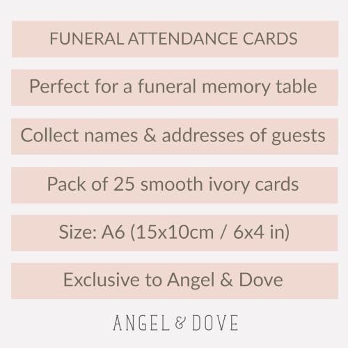 ANGEL & DOVE 25 Ivory Funeral Attendance Cards - Collect Guest Name & Addresses