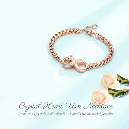 zeqingjw Heart Urn Bracelet for Ashes for Women Stainless Steel Cremation Bangle Jewelry Adjustable Keepsake Memorial Bracelet Loved Ones Ashes Holder Keepsake - color: Infinity-Rose Gold