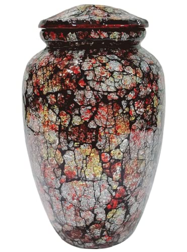 Mosaic Glass Cremation Urn - Hand Made Funeral Urn for Human Ashes - Large Adult Size Burial Urn - Hand Applied Individual Tiles Create a one of a Kind Work of Art - 200 cu in (Black) - color: Black