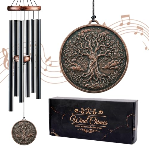 Keluna Tree of Life Wind Chimes for Outside - Tree of Life Engraving Gifts for Men Women Mom Dad Memorial Festival Birthday Gift for Loved One Memorial Wind Chimes Decor for Outdoor Home Garden Patio - color: Tree of Life