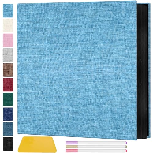 Zesthouse Photo Album Self Adhesive Pages, 60 Pages Magnetic Scrapbook Albums with Sticky Page, Photos Album Holds 8x10 & 5X7 & 4x6 & 6x8 & 3x5, Large Picture Book Ideal Gift for Family Wedding Baby - color: Blue, size: 11"x10.6"/Black 60 Pages