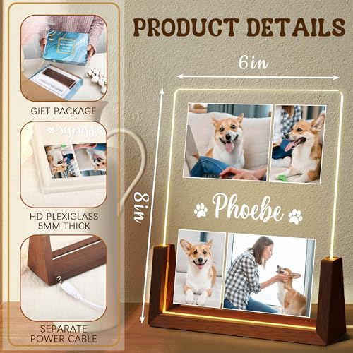 Personalized Dog Memorial Gifts, Custom Acrylic Light Up Picture Frame | Custom Pet Loss Gifts Cat Pet Memorial Gifts with Pictures for Pet Lover, Loss of Dog Sympathy Gifts - color: style-3
