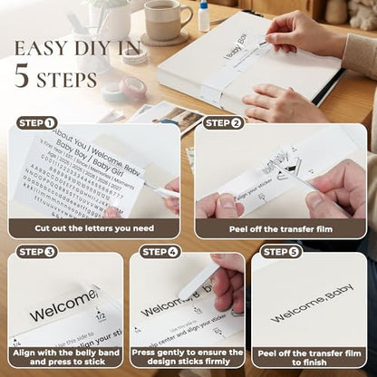 Vienrose Baby Photo Album 4x6 600 Pockets Photo Window Beige | Cloth Cover，Baby Themed Stickers，Tweezers，Acid Free Pages - color: Baby Theme, size: 600k