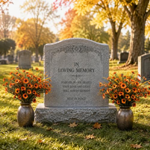4 Bundles Fall Cemetery Flowers for Grave, Fall Flowers Artificial - color: Fall-4pcs