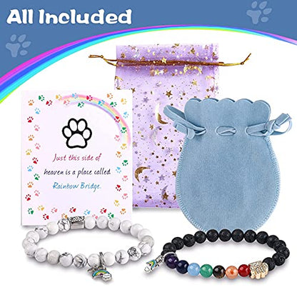 PSZEZNZ Pet Dog Cat Memorial Gifts Rainbow Bridge Bracelet for Beloved, Loss Sympathy Jewelry Gift Bracelets,personalized memorial gifts