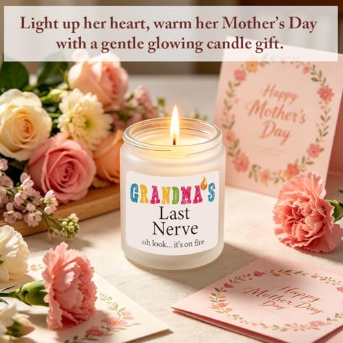 Grandma Gifts Novelty Lavender Scented Soy Candle Gift Funny Grandmother Mother's Day Birthday Gift for Gigi Grandma Grandmother Grandma's Last Nerve Candle - color: Grandma