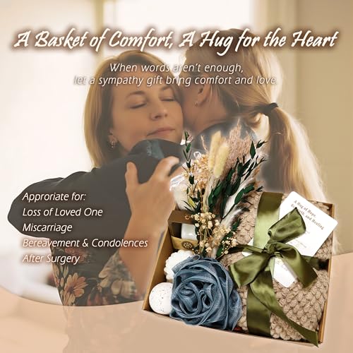 Sympathy Gift Baskets-Sympathy Gifts for Loss of Loved one | Condolences Gift for Loss-with Large Size Blanket-Bereavement/grief /After surgery gifts, Miscarriage Gifts for Mothers