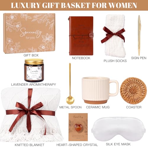 Suhctuptx Care Package for Women, Best Friend Birthday Gifts Self Care Gifts Get Well Soon Gift Baskets for Women, Thinking of You Inspirational Gift for Her Mom Friends Sisters Girlfriend - color: White