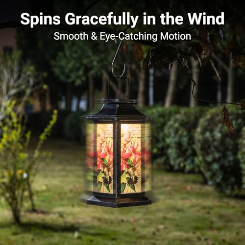 Topadorn Hummingbird Solar Lantern Outdoor Hanging Light - style: Hummingbird