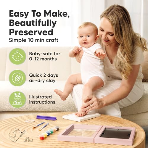 Baby Hand and Footprint Kit, Quick Dry Clay Newborn Keepsake (Petal Pink) - color: Petal Pink